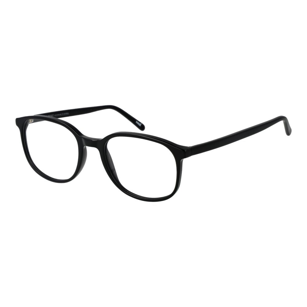 Andy Wolf Black Unisex Glasses Frame, full-rim acetate, oval style with demo lenses, size 54-19-145, includes branded case.