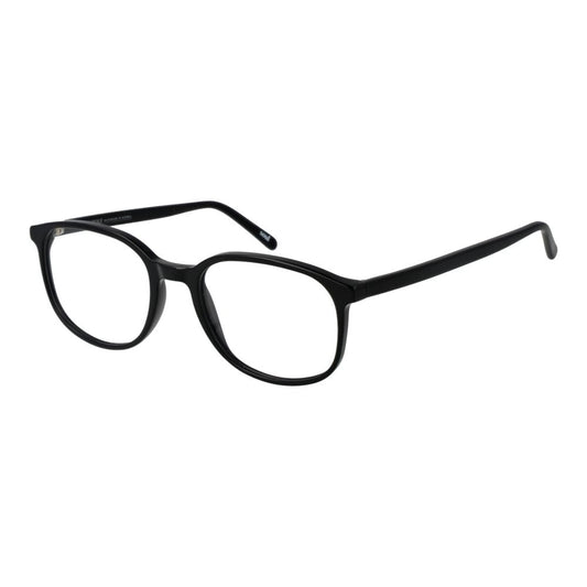 Andy Wolf Black Unisex Glasses Frame, full-rim acetate, oval style with demo lenses, size 54-19-145, includes branded case.