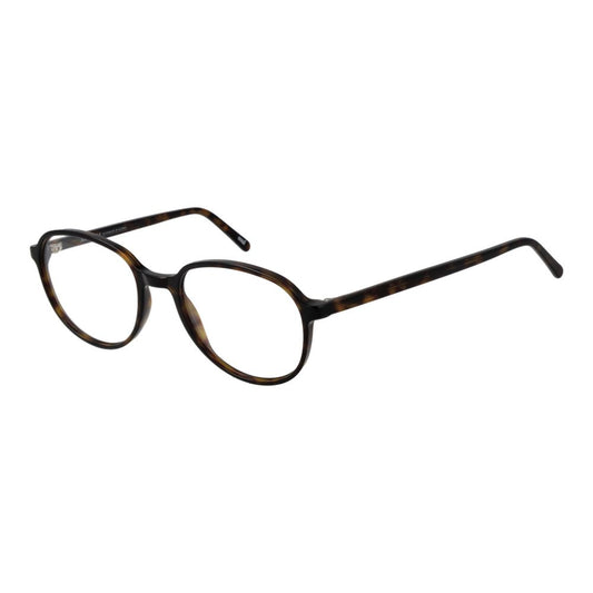 Andy Wolf Brown Unisex Glasses Frame with full-rim acetate, panto style, 53-18-145 size, demo lenses, and branded case.