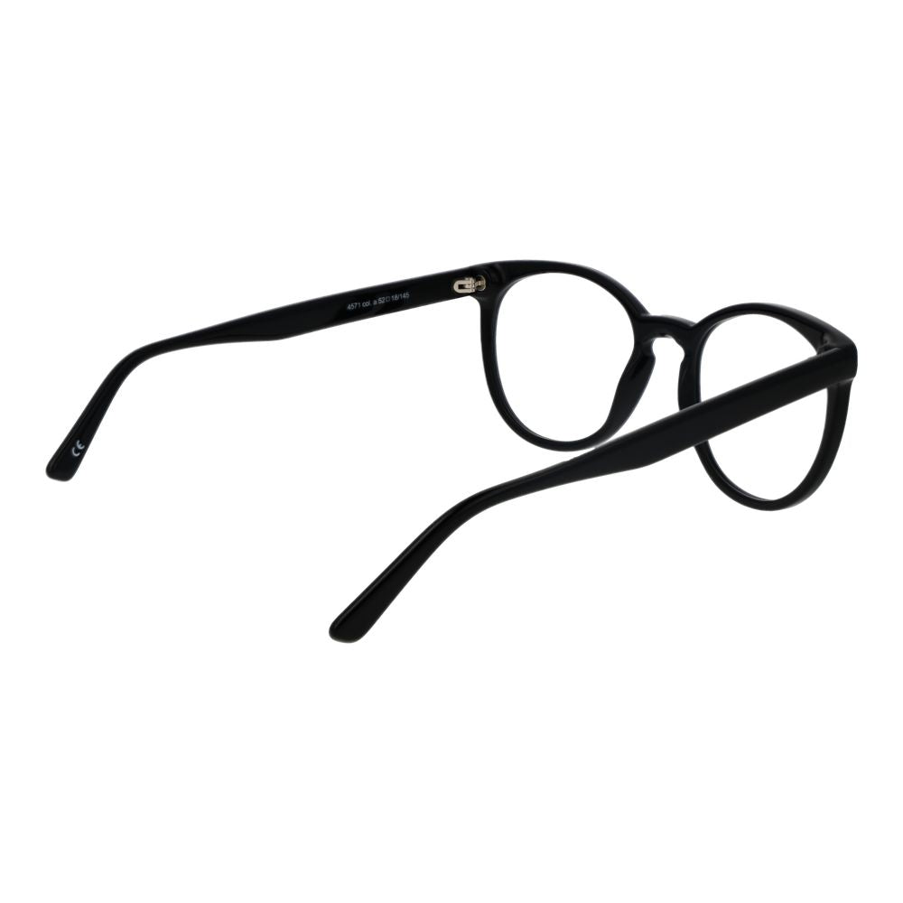 Andy Wolf Black Unisex Glasses Frame, full-rim acetate, panto style with demo lenses, size 52-18-145.