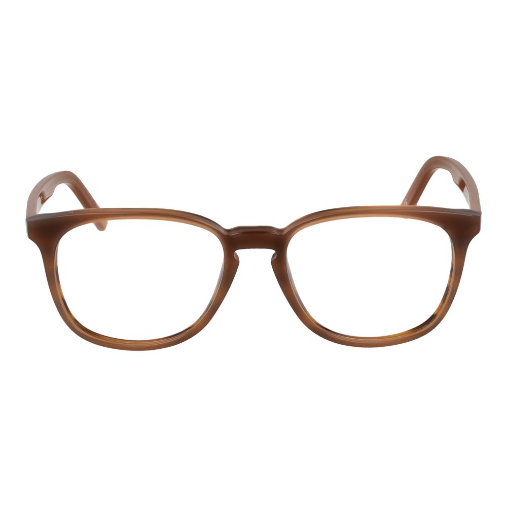 Andy Wolf Brown Unisex Glasses Frame with acetate full-rim design, square shape, and demo lenses, includes branded case.