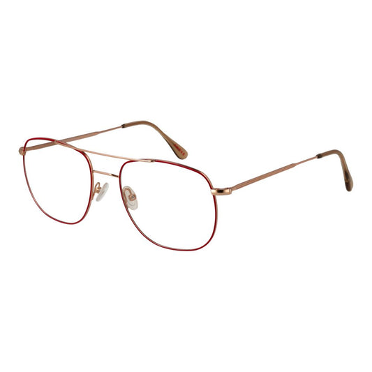 Andy Wolf Red Unisex Glasses Frame with full-rim metal design and demo lenses, includes branded case for stylish eyewear protection.