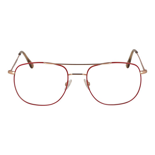 Andy Wolf Red Unisex Glasses Frame, metal full-rim aviator style with demo lenses, size 53-18-145, includes branded case.