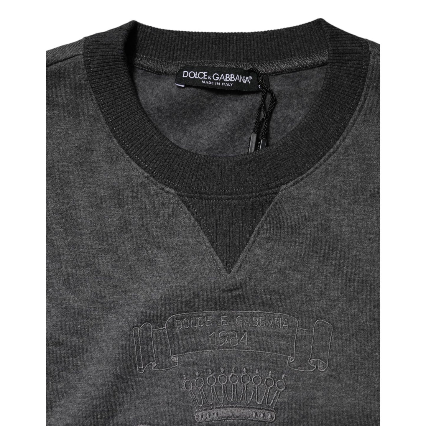 Dolce & Gabbana Gray DG Logo Embroidered Pullover Sweater