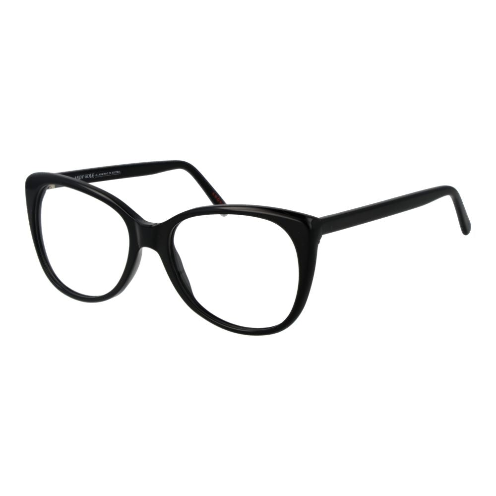 Andy Wolf Black Unisex Glasses Frame, full-rim acetate, round style, demo lenses included
