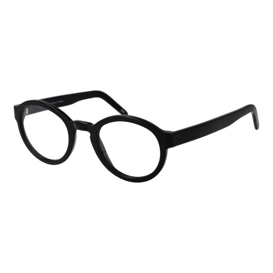 Andy Wolf Black Unisex Glasses Frame, round full-rim acetate design, with demo lenses and black color, size 51-24-145.