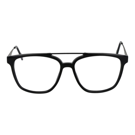 Andy Wolf Black Unisex Glasses Frame with full-rim black metal frame and demo lenses, size 56-15-145.