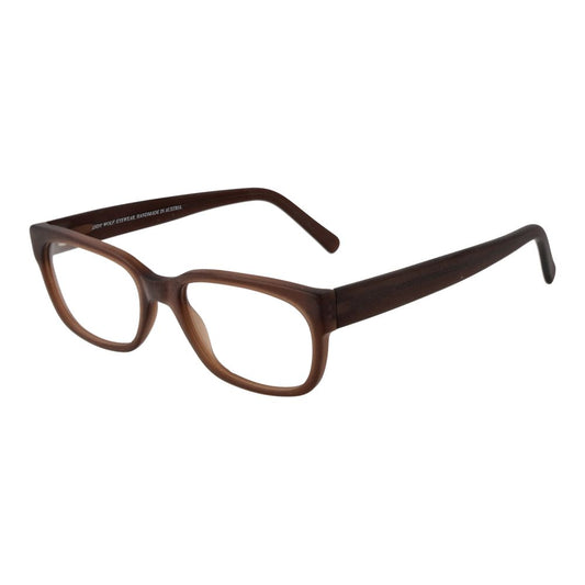 Andy Wolf Brown Unisex Glasses Frame in acetate with full-rim rectangle style, demo lenses, and branded case included.