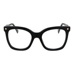 Polaroid Black Women Glasses Frame, full-rim square acetate design, demo lenses, size 51-20-145, with spring hinge, no lens effect.