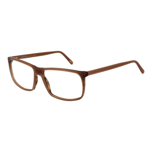 Andy Wolf Brown Unisex Glasses Frame in acetate with full-rim style and rectangular lenses, includes branded case.