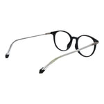 Polaroid Black Unisex Glasses Frame, full-rim panto style with polyamide black frame and demo lenses, unisex design.