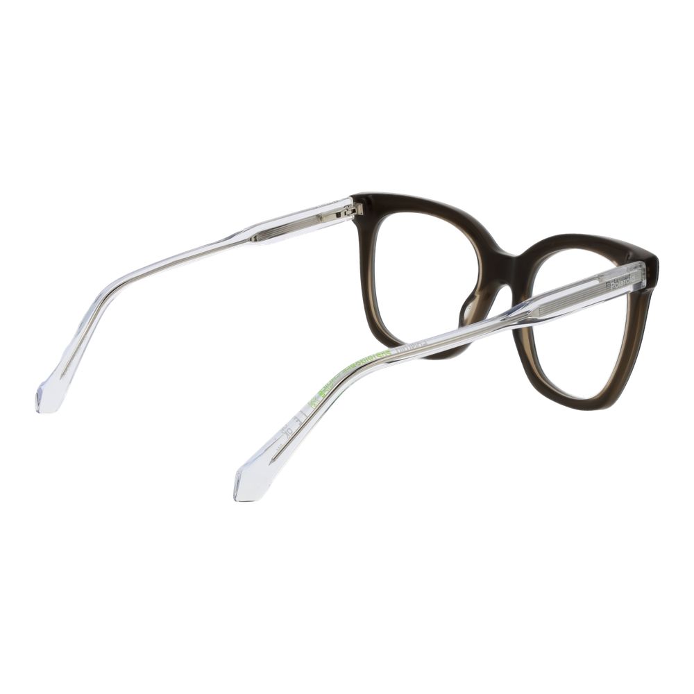 Polaroid Black Women Glasses Frame in acetate material, full-rim style with demo lenses, size 51-20-145 and square shape.