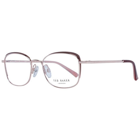Ted Baker Brown Women Glasses Frame with stainless steel full-rim rectangular design and demo lenses.