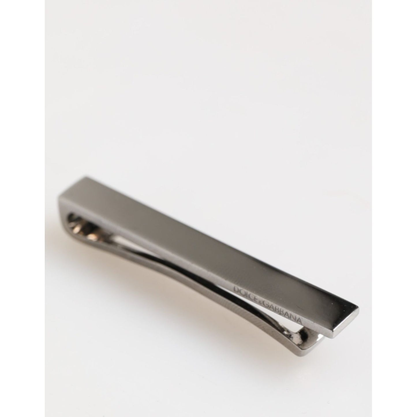 Dolce & Gabbana Silver Tone Brass Logo Branded Men Accessory Tie Clip Bar