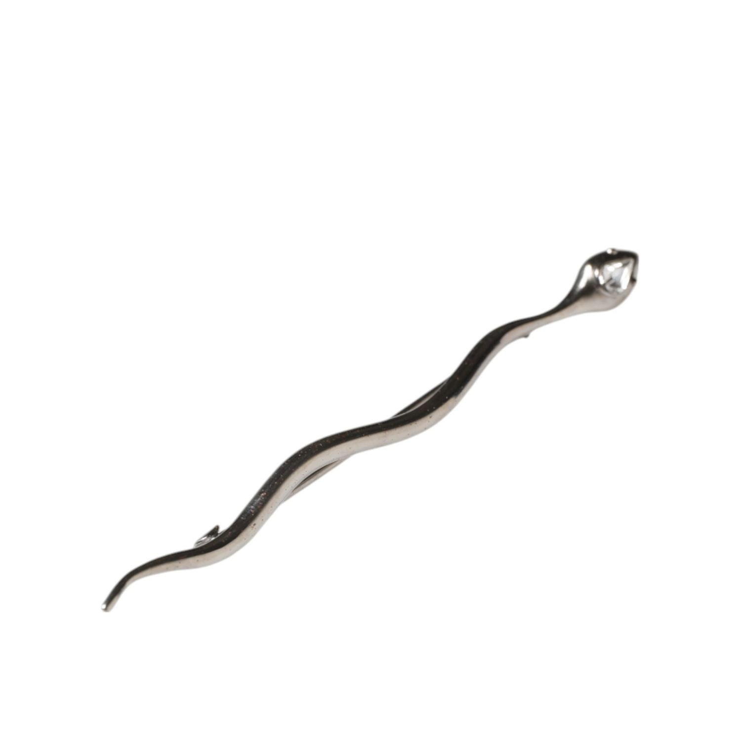 Dolce & Gabbana Silver Brass Crystal Spilla Serpente Mens Brooch Pin