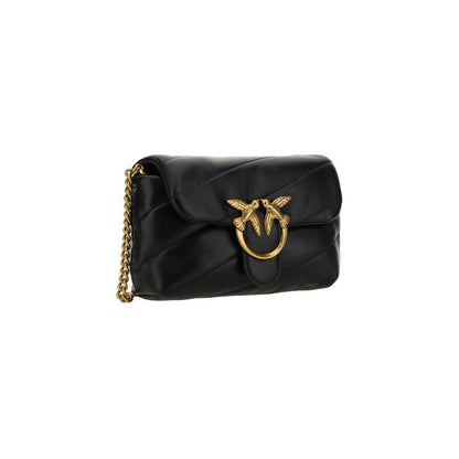 PINKO Black Calf Leather Bos Taurus Shoulder Bag PINKO