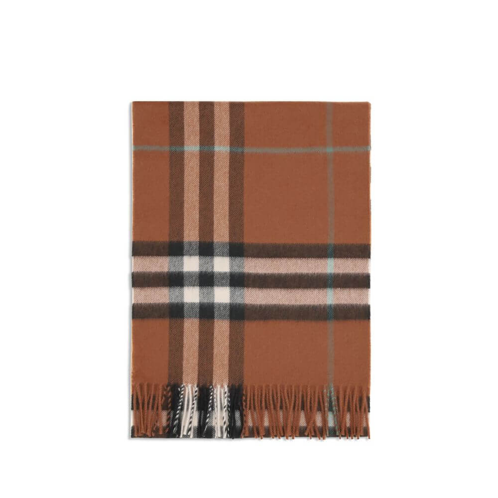 Burberry Brown Cashmere Scarf - AW25 check pattern, 100% cashmere, timeless elegance, 168x168 cm, made in Great Britain.