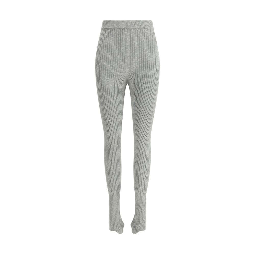 Magda Butrym Gray Linen Leggings with ribbed design and elasticized waistband, perfect for casual and stylish looks, AW25 collection.