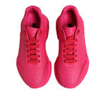 Dolce & Gabbana Pink Leather Daymaster Low Top Sneakers Shoes, top view, crafted from calfskin leather with rubber sole, lace-up closure.
