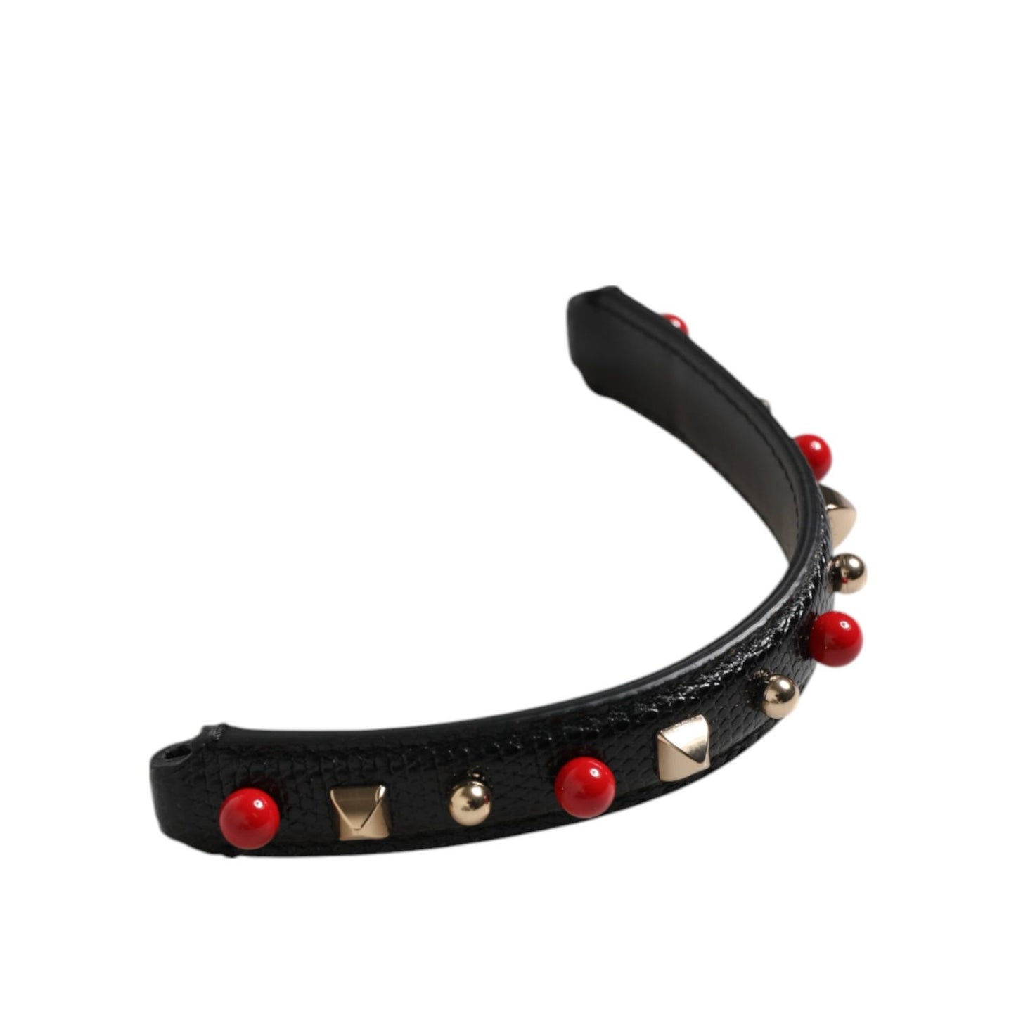 Dolce & Gabbana Black Embellished Leather Bag Handle Women Shoulder Strap