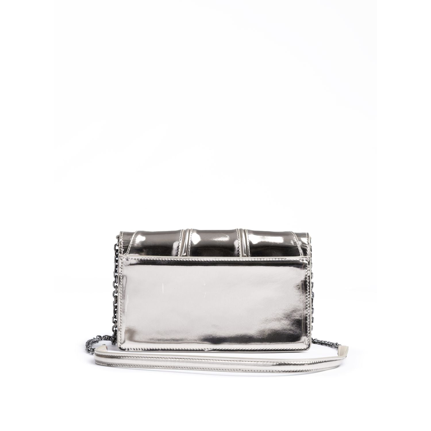 Ferrari Metal Silver GT patent leather bag with chain