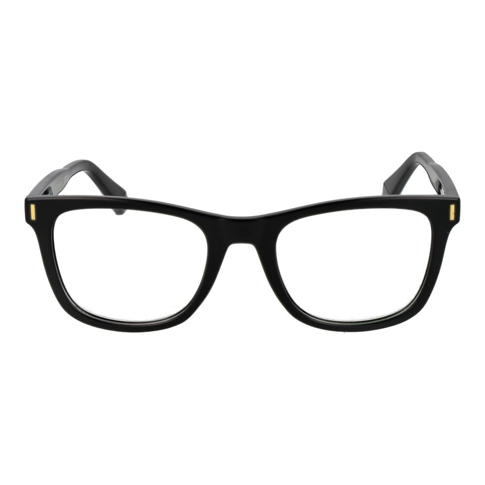 Polaroid Black Unisex Glasses Frame with full-rim rectangle style, 51-10-145 size, polyester material, demo lenses.