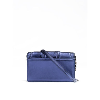 Ferrari Metal blue GT patent leather bag with chain