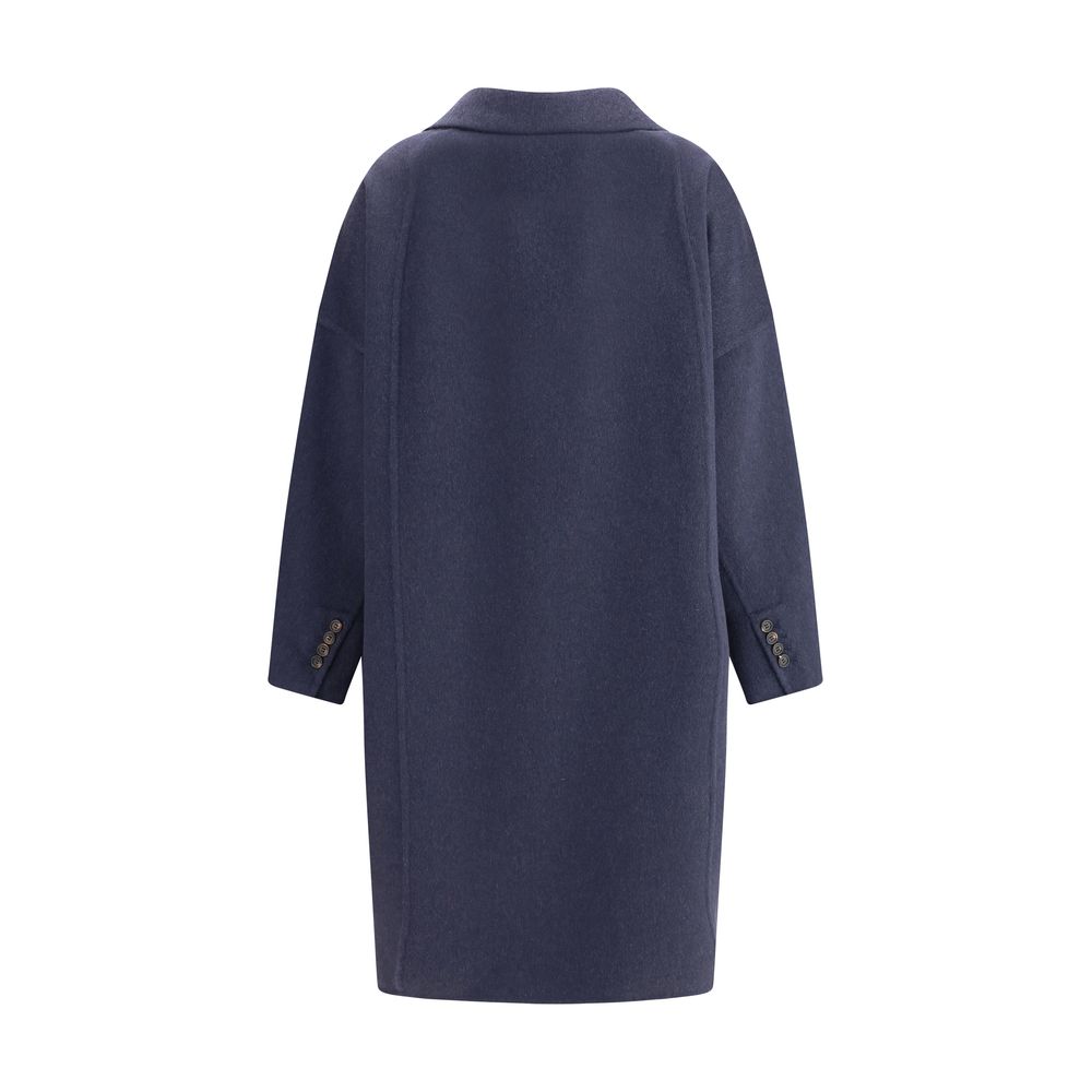 Brunello Cucinelli Blue Cashmere Coat