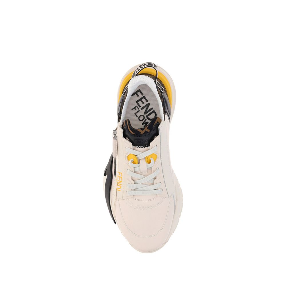 Fendi White Calf Leather Bos Taurus Athletic Sneakers