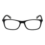 Polaroid Black Men Glasses Frame, full-rim rectangle design, black polyamide material, demo lenses, size 54-17-145, includes branded case.