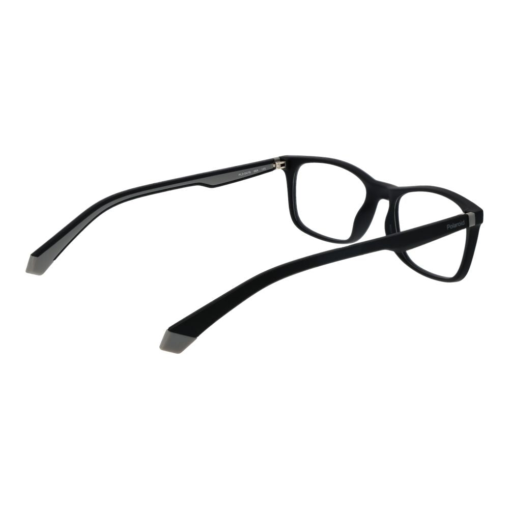 Polaroid Black Men Glasses Frame full-rim rectangular design with black polyamide material and demo lenses, size 54-17-145.