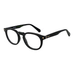 Alt Tag: Polaroid Black Women Glasses Frame, full-rim panto shape, cellulose propionate material, spring hinge, demo lenses.