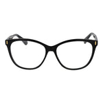 Polaroid Black Women Glasses Frame with full-rim cat eye design, black polyamide frame, demo lenses, size 56-15-145, no extra features.