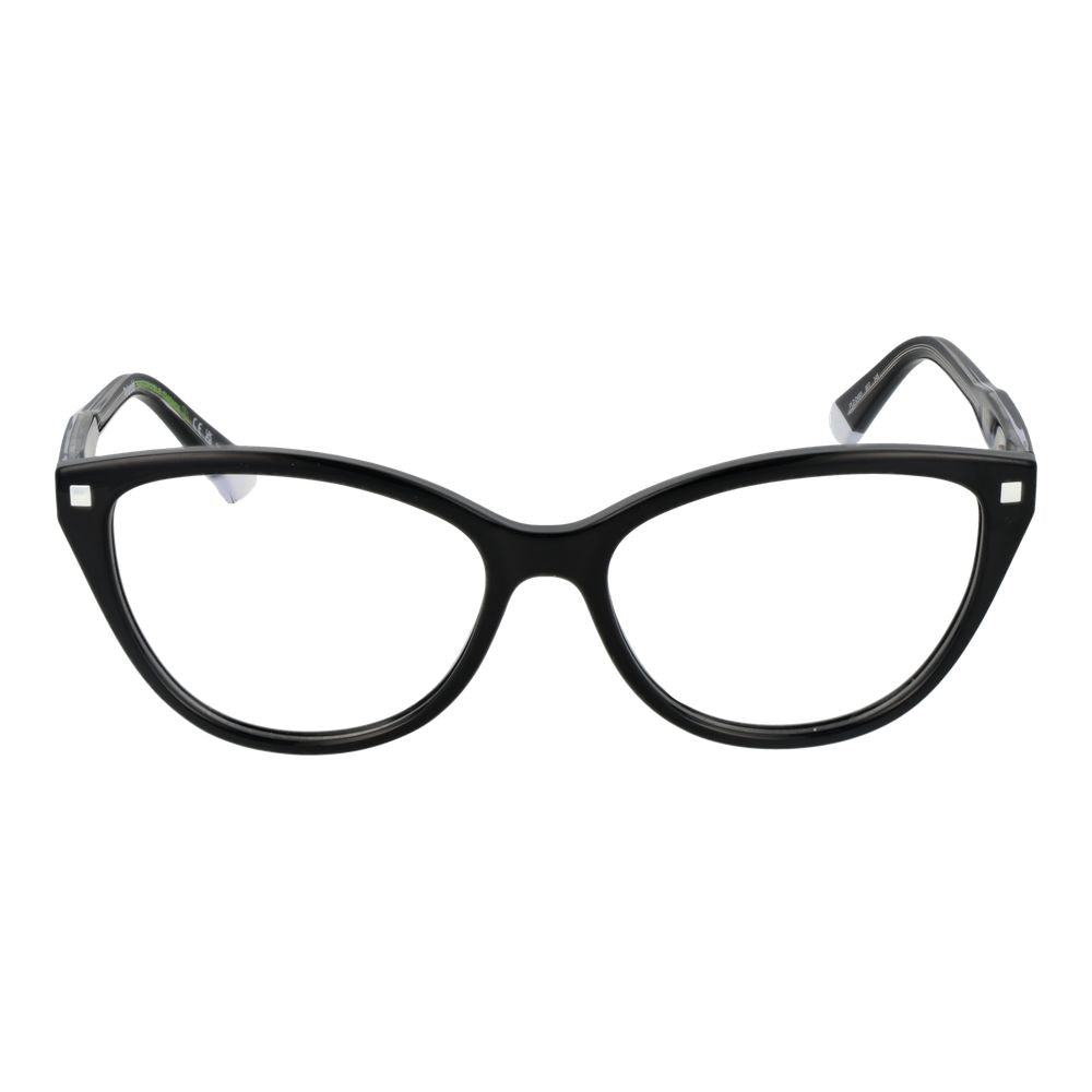 Polaroid Black Women Glasses Frame, full-rim cat eye style with cellulose propionate material, ideal for stylish eyewear.