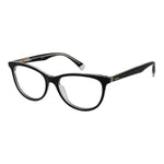 Polaroid Black Women Glasses Frame in black acetate with full-rim oval design and demo lenses, includes branded case.