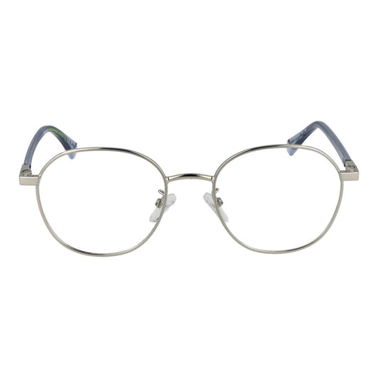 Front view of Polaroid Silver Unisex Glasses Frame in full-rim metal with demo lenses.