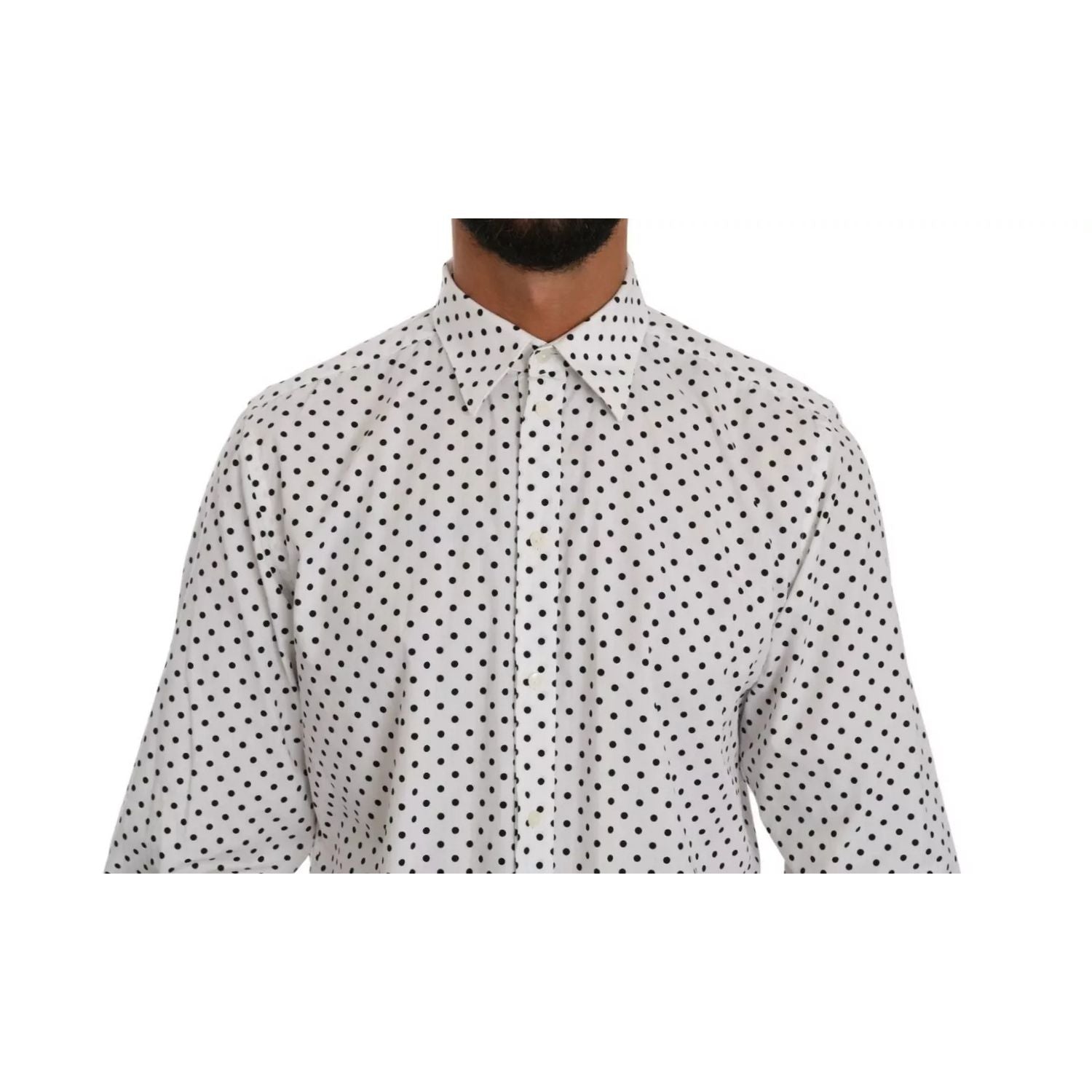 Dolce & Gabbana White Dotted Dress Formal MARTINI Shirt