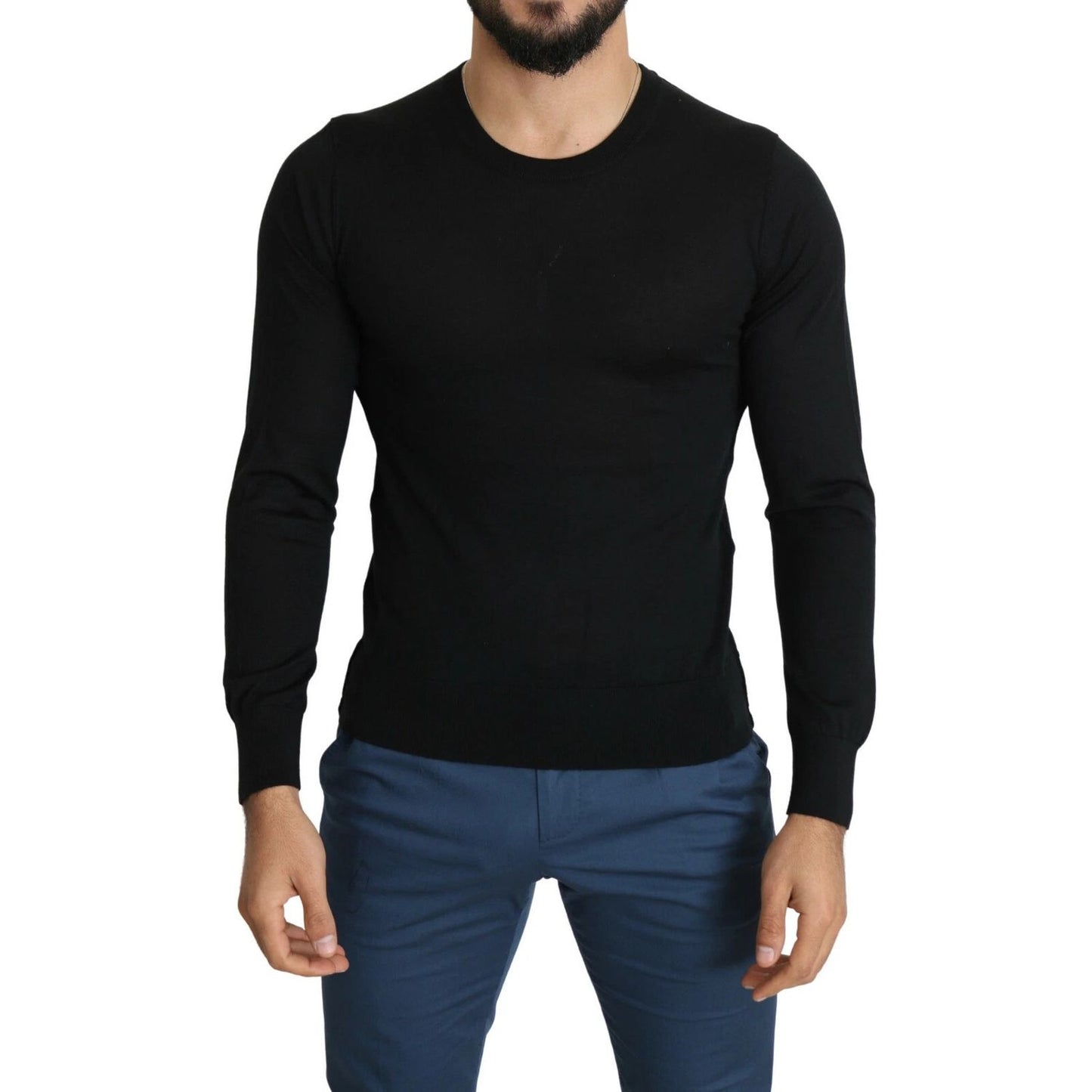 Dolce & Gabbana Black Cashmere Crewneck Pullover Sweater
