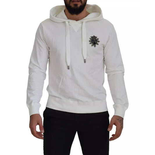 Dolce & Gabbana White Cotton Hooded Sweatshirt Sweater