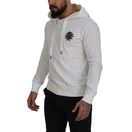 Dolce & Gabbana White Cotton Hooded Sweatshirt Sweater