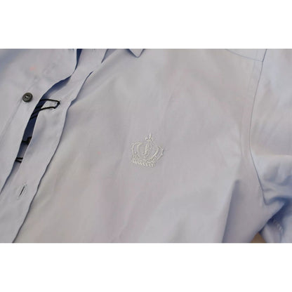 Dolce & Gabbana Light Blue Cotton Slim Fit Dress Shirt