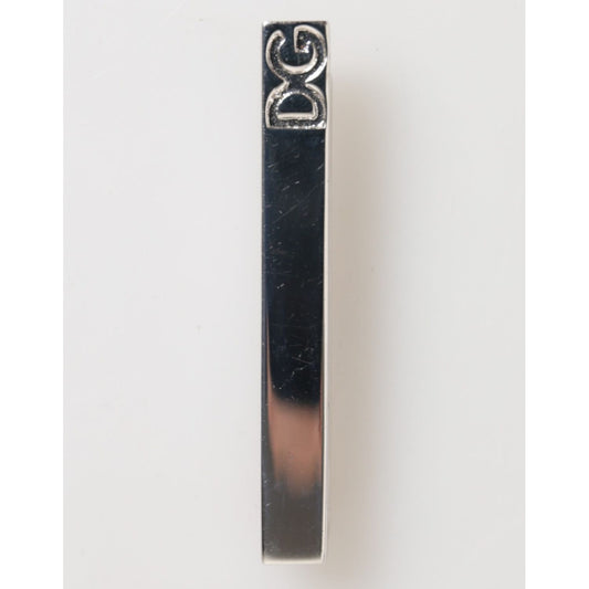 Dolce & Gabbana Silver Tone Brass Logo Branded Men Accessory Tie Clip Bar in polished finish with engraved logo.
