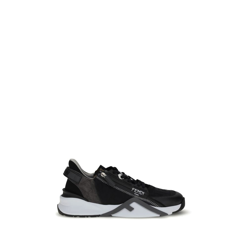 Fendi Gray Calf Leather Bos Taurus Athletic Sneakers