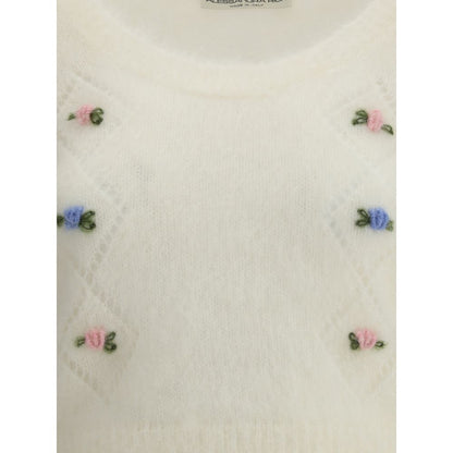 Alessandra Rich White Mohair Sweatshirt