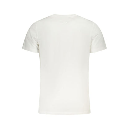 Tommy Hilfiger White Cotton Men T-Shirt back view showcasing classic design and sustainable material.