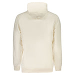 Back view of Tommy Hilfiger White Cotton Men Sweater, featuring hood and long sleeves, perfect for eco-conscious fashion enthusiasts.