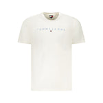 Tommy Hilfiger White Cotton Men T-Shirt with brand embroidery, featuring crew neck design for casual luxury and eco-friendly fashion.