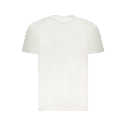 Tommy Hilfiger White Cotton Men T-Shirt, eco-friendly short-sleeve with crew neck, featuring iconic logo print on crisp white fabric.