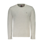 Tommy Hilfiger Gray Cotton Men Sweater, long-sleeved, crew neck, embroidered logo, made with organic cotton, stylish and sustainable.