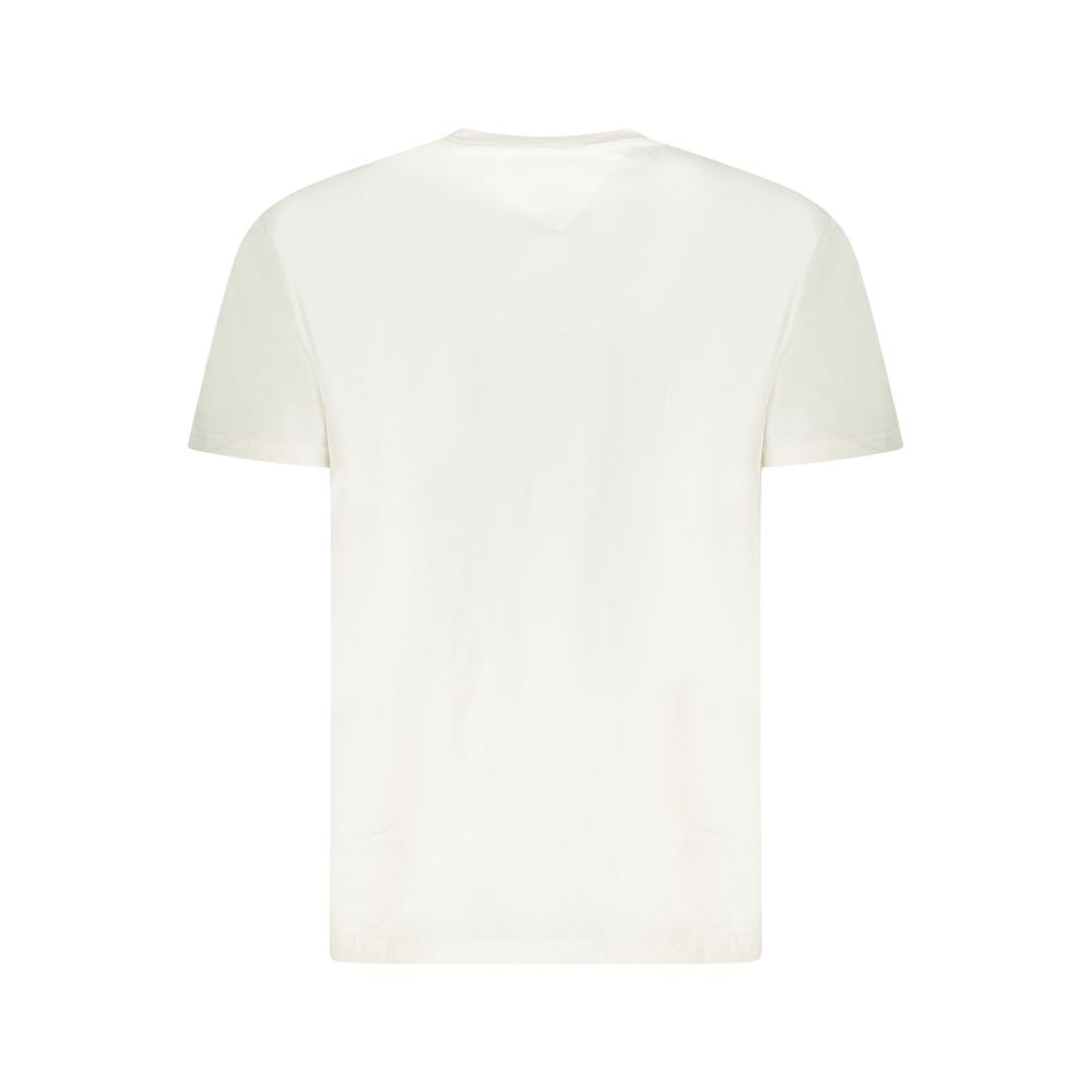 Tommy Hilfiger White Cotton Men T-Shirt, featuring a back view of the sustainable and stylish crew neck design for modern trendsetters.